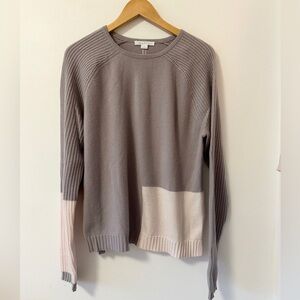 Duffy Purple and Pink Colorblock Crew Neck Cashmere Sweater | Size Large